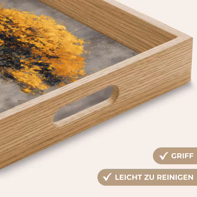 Boom - Bladeren - Goud - Abstract Dienblad Rechthoek middel -USP_HandgreepDE