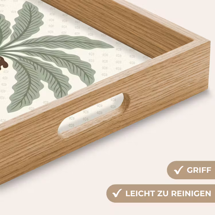 Boom - Bladeren - Groen - Decoratief - Beige Dienblad Rechthoek middel -USP_HandgreepDE