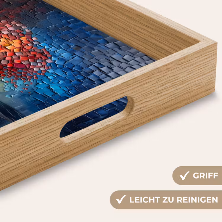 Boom - Blauw - Bladeren - Vakken Dienblad Rechthoek middel -USP_HandgreepDE