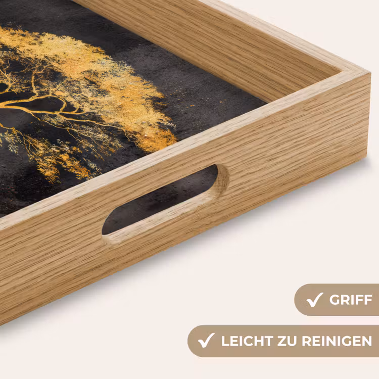 Boom - Schilderij - Goud - Abstract Dienblad Rechthoek middel -USP_HandgreepDE