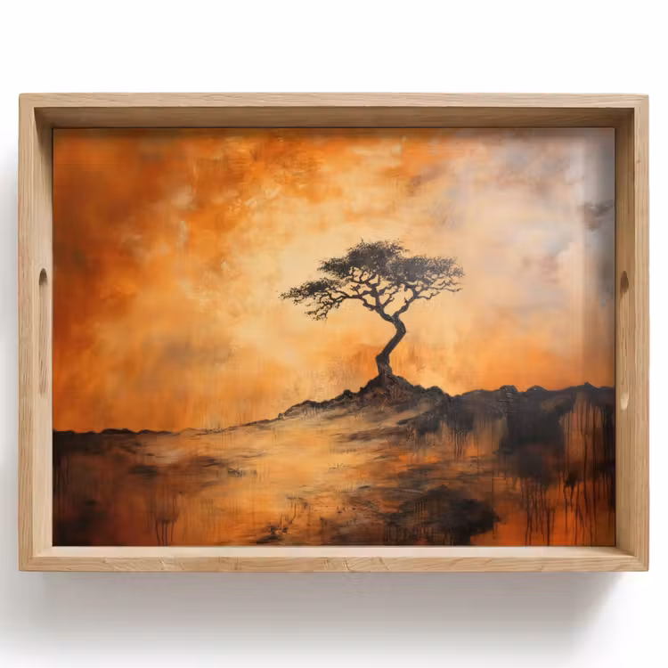 Boom - Landschap - Oranje Dienblad Rechthoek middel -z3d_shopping