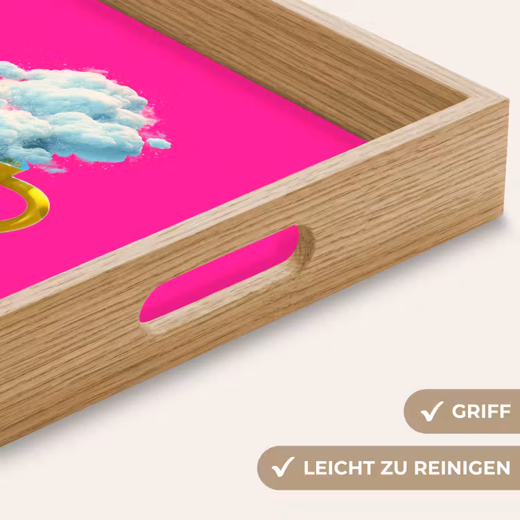 Mok - Wolken - Roze - Minimalitisch Dienblad Rechthoek middel -USP_HandgreepDE