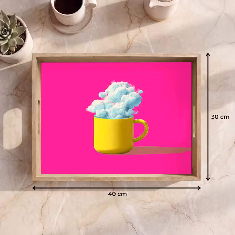 Mok - Wolken - Roze - Minimalitisch Dienblad Rechthoek middel -USP_Formaat