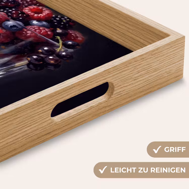 Tablett - Beeren – Kristall – Stillleben - Bessen - Kristal - Stilleven Dienblad Rechthoek middel