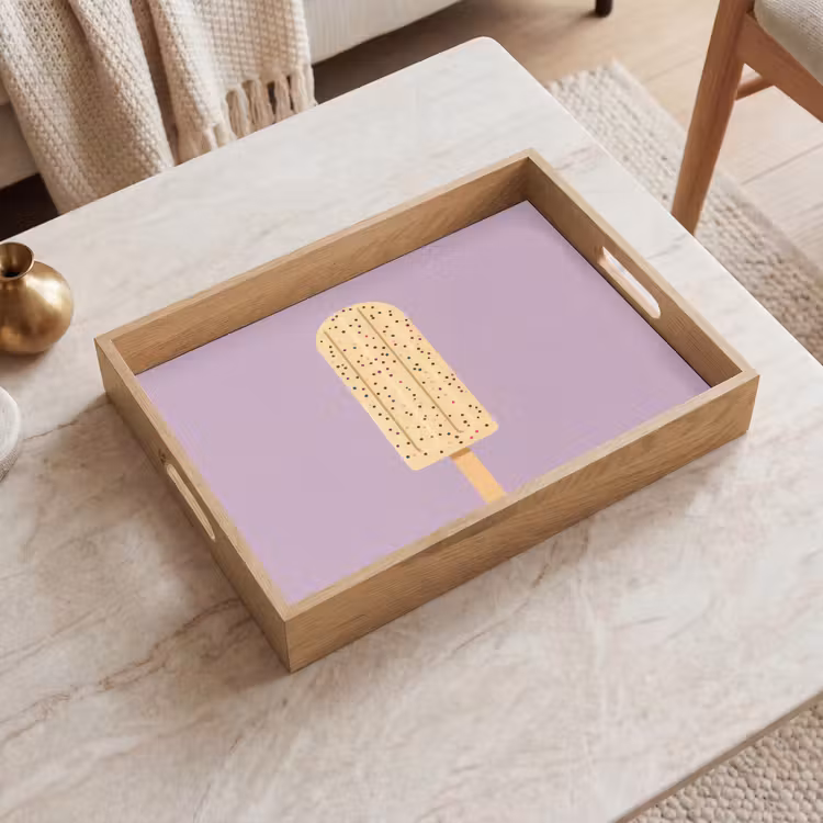 Beige - Ijsje - Spikkels Dienblad Rechthoek middel -sfeer1