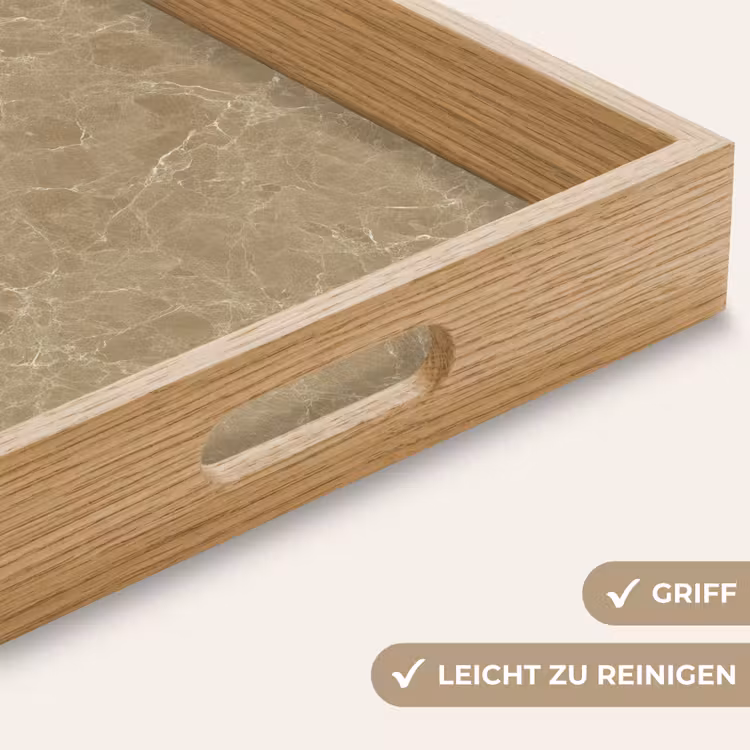 Beige - Marmer - Witte aders Dienblad Rechthoek middel 911 -USP_HandgreepDE
