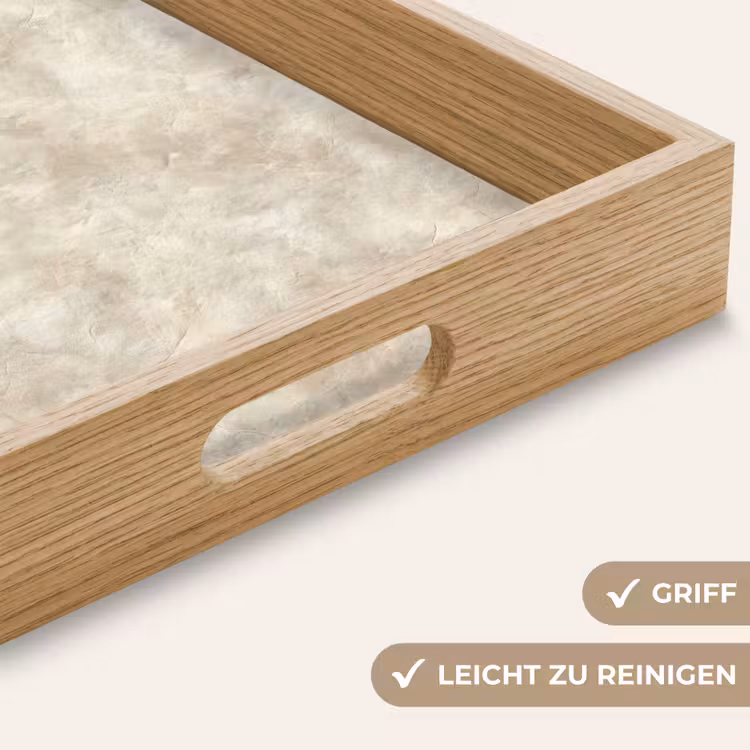 Beige - Reliëfstructuur - Natuursteen Dienblad Rechthoek middel 911 -USP_HandgreepDE
