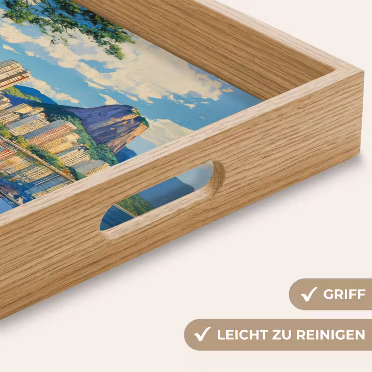 Berg - Skyline - Strand - Water Dienblad Rechthoek middel -USP_HandgreepDE