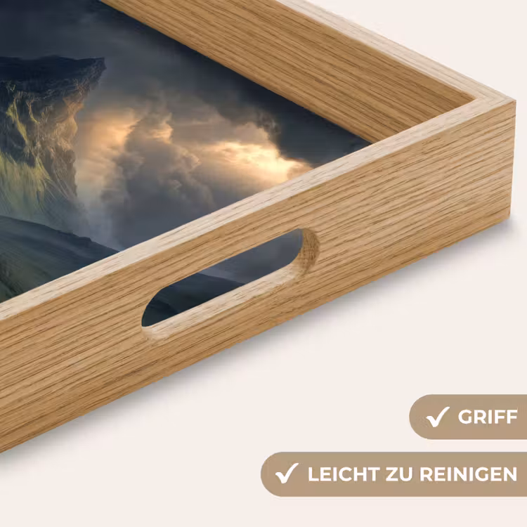 Bergen - Kronkelpad - Groen - Wolken Dienblad Rechthoek middel -USP_HandgreepDE