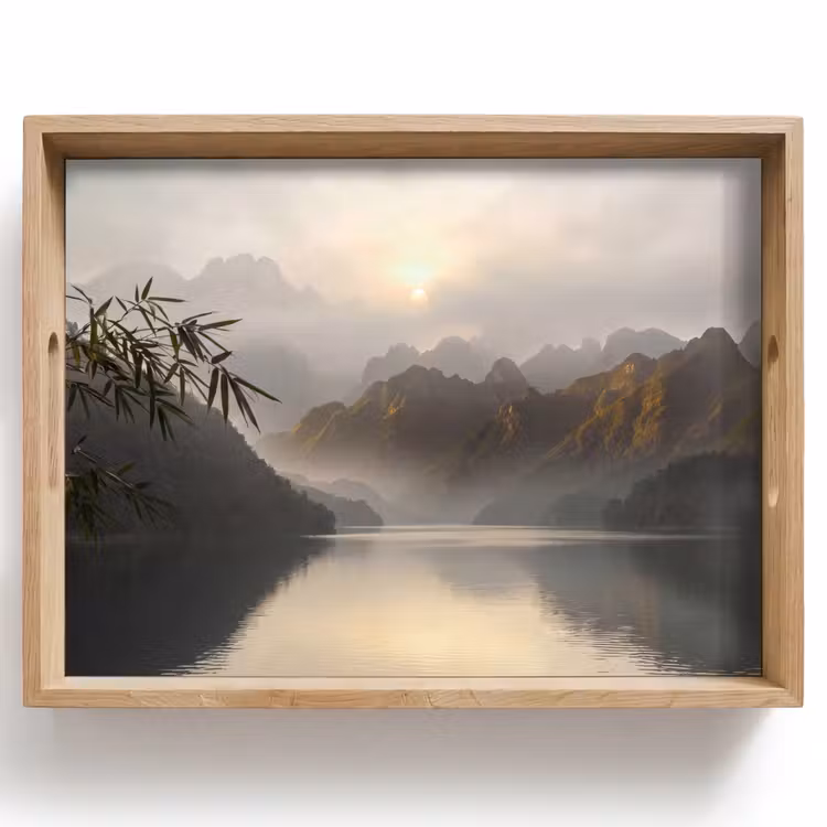 Bergen - Water - Mist - Natuur - Landschap Dienblad Rechthoek middel -z3d_shopping