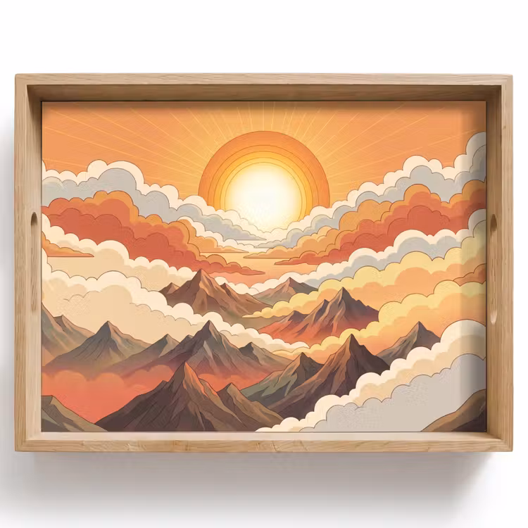 Bergen - Wolken - Natuur - Zonsopgang - Oranje Dienblad Rechthoek middel -z3d_shopping