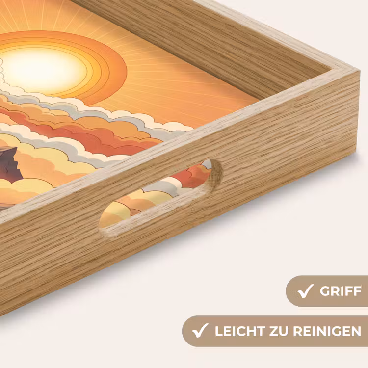 Bergen - Wolken - Natuur - Zonsopgang - Oranje Dienblad Rechthoek middel -USP_HandgreepDE