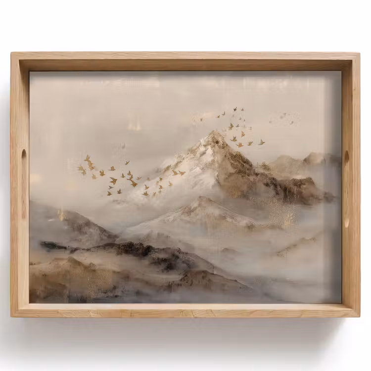 Berglandschap - Mist - Penseelstreken Dienblad Rechthoek middel -z3d_shopping
