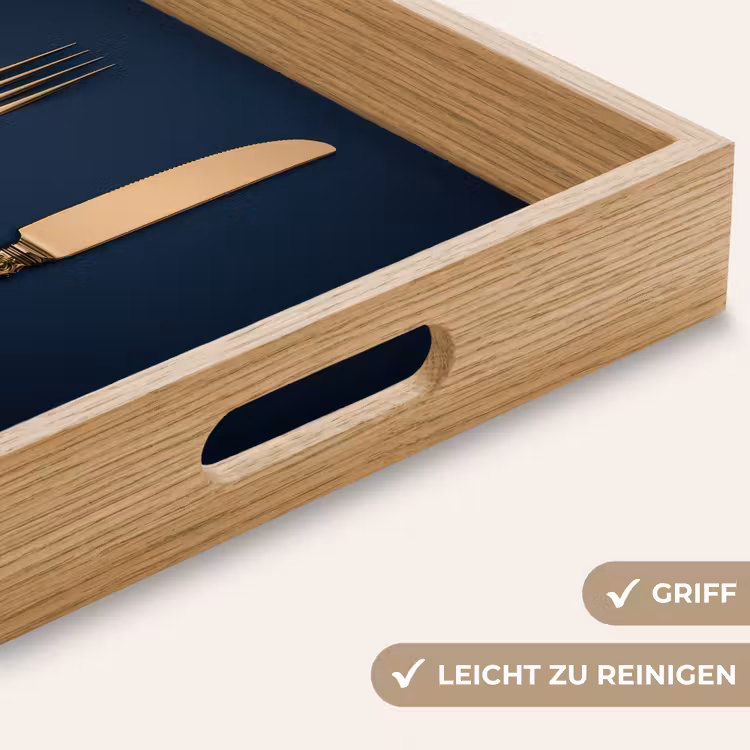 Bestek - Donkerblauw - Goud Dienblad Rechthoek middel -USP_HandgreepDE