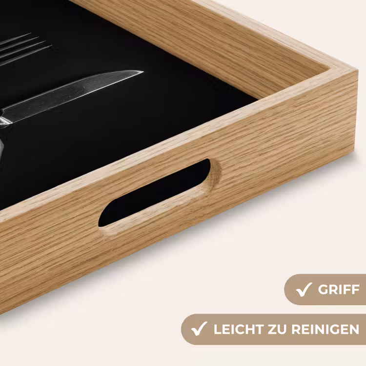 Bestek - Zwart - Wit Dienblad Rechthoek middel -USP_HandgreepDE