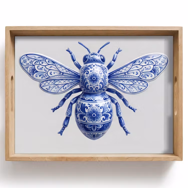 Bij - Modern - Delfts - Blauw Dienblad Rechthoek middel -z3d_shopping