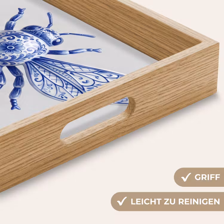 Bij - Modern - Delfts - Blauw Dienblad Rechthoek middel -USP_HandgreepDE