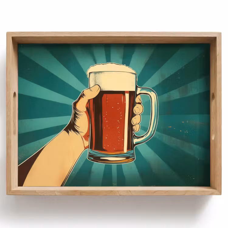 Bierglas - Schuim - Retro - Groen Dienblad Rechthoek middel -z3d_shopping
