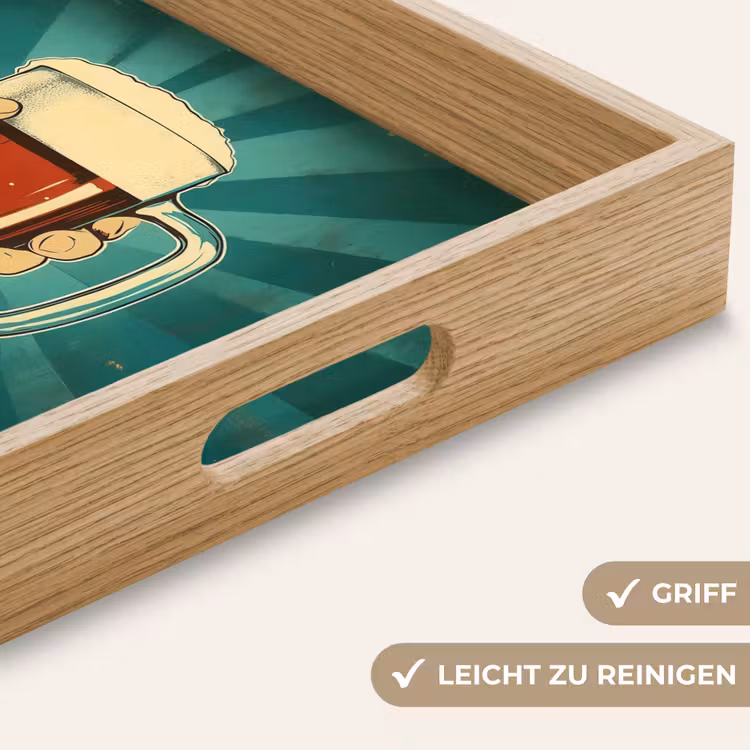 Bierglas - Schuim - Retro - Groen Dienblad Rechthoek middel -USP_HandgreepDE