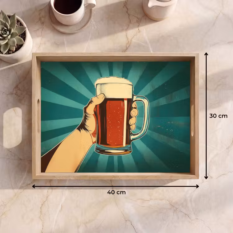 Bierglas - Schuim - Retro - Groen Dienblad Rechthoek middel -USP_Formaat