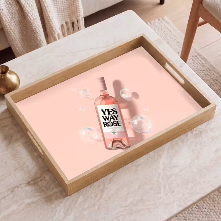 Bubbels - Rosé - Roze Dienblad Rechthoek middel -sfeer1