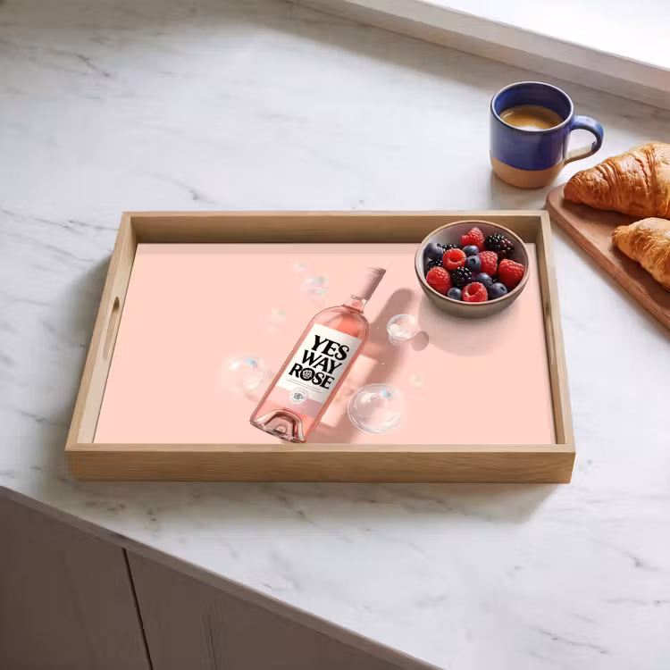 Bubbels - Rosé - Roze Dienblad Rechthoek middel -sfeer2