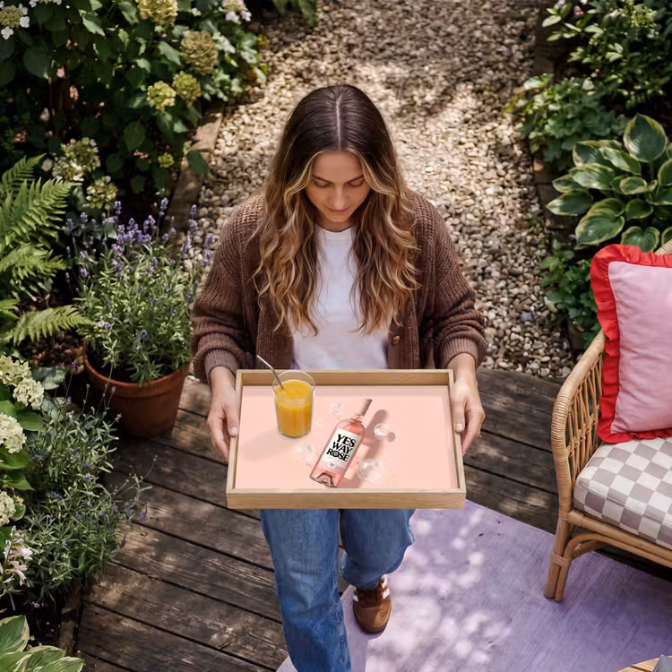 Bubbels - Rosé - Roze Dienblad Rechthoek middel -sfeer5