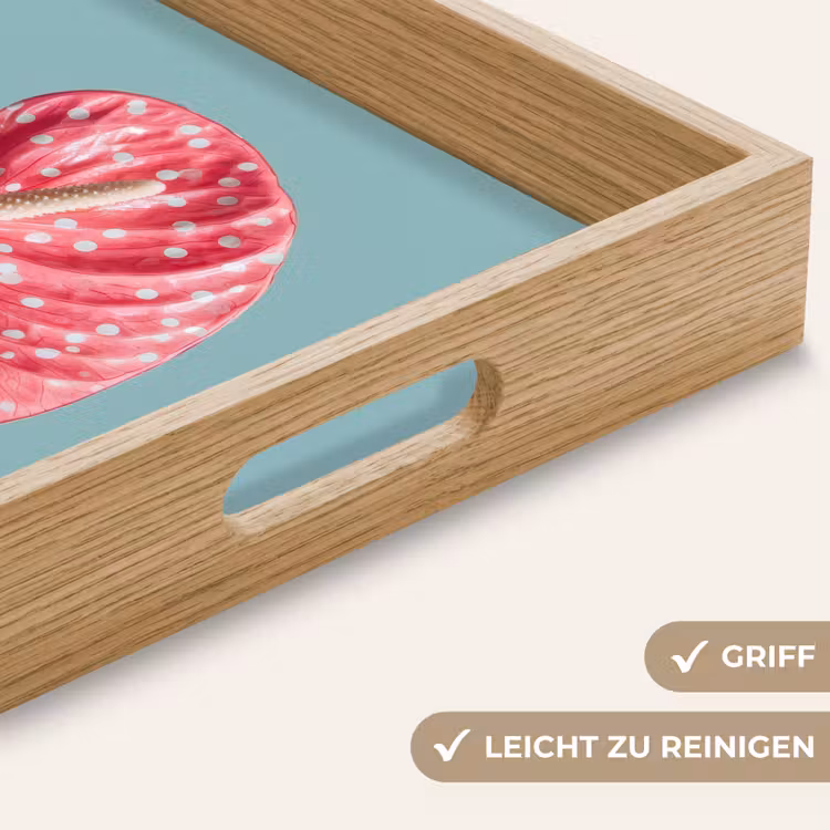 Blad - Anthurium - Stippen - Roze Dienblad Rechthoek middel -USP_HandgreepDE