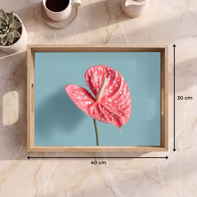 Blad - Anthurium - Stippen - Roze Dienblad Rechthoek middel -USP_Formaat