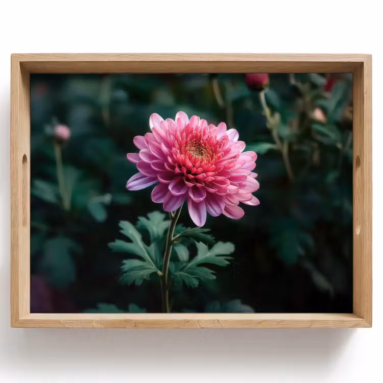 Blad - Chrysant - Roze - Schaduw Dienblad Rechthoek middel -z3d_shopping