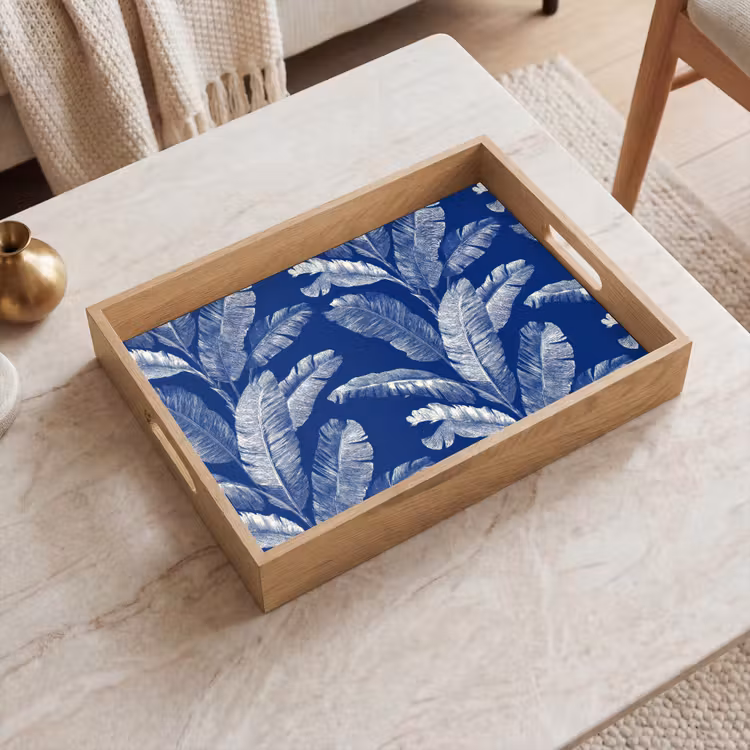 Blad - Palm - Blauw Dienblad Rechthoek middel 911 -sfeer1