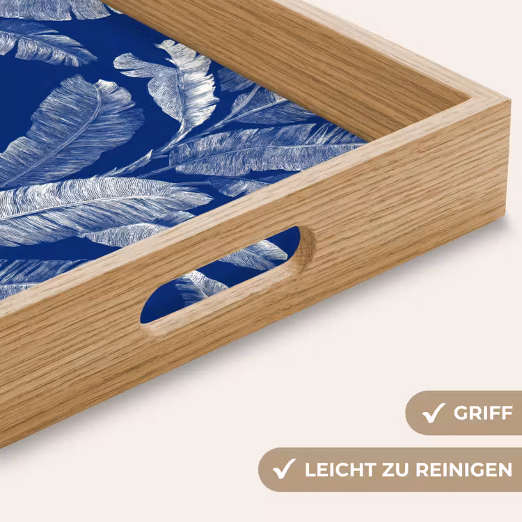 Blad - Palm - Blauw Dienblad Rechthoek middel 911 -USP_HandgreepDE
