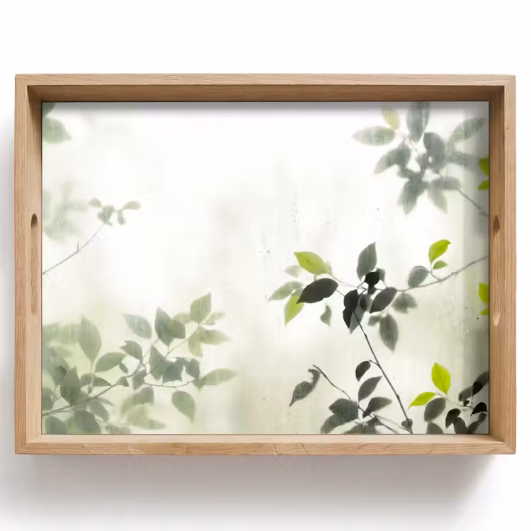 Blad - Schaduw - Natuur - Abstract - Groen Dienblad Rechthoek middel -z3d_shopping