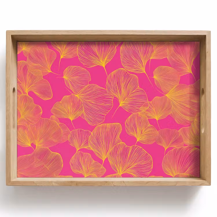 Bladeren - Nerven - Grafisch - Roze Dienblad Rechthoek middel -z3d_shopping