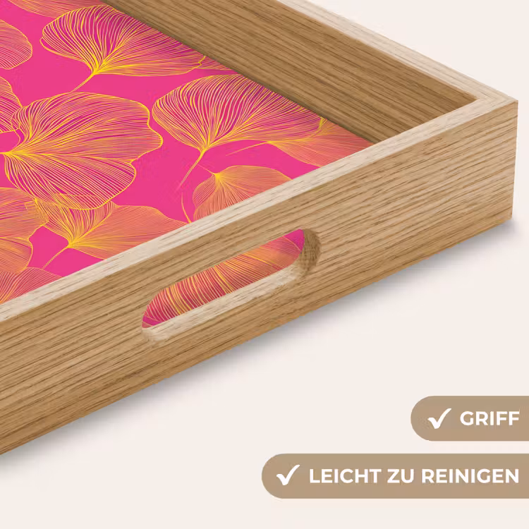 Bladeren - Nerven - Grafisch - Roze Dienblad Rechthoek middel -USP_HandgreepDE