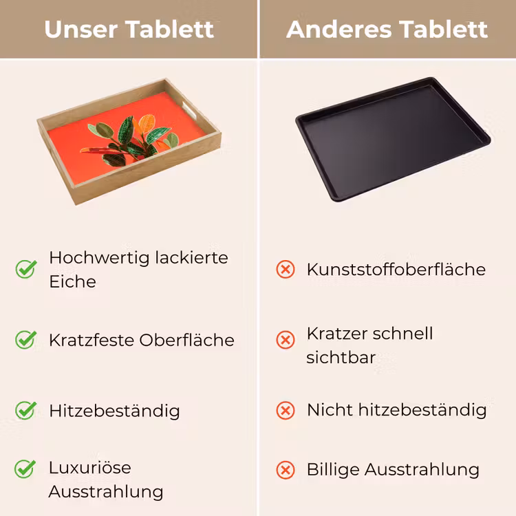Bladeren - Nerven - Oranje - Structuur Dienblad Rechthoek middel -USP_VergelijkingDE