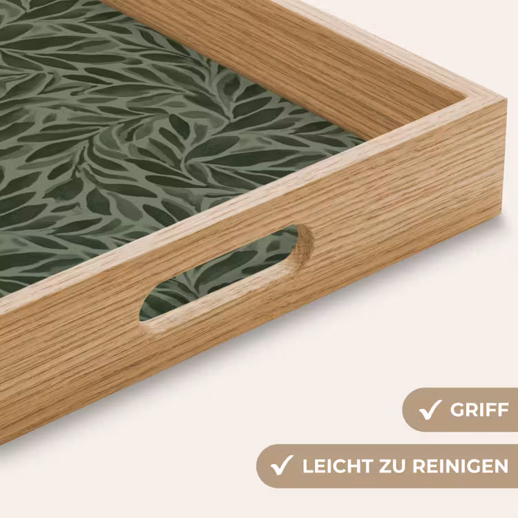 Bladeren - Organisch - Groen Dienblad Rechthoek middel 911 -USP_HandgreepDE
