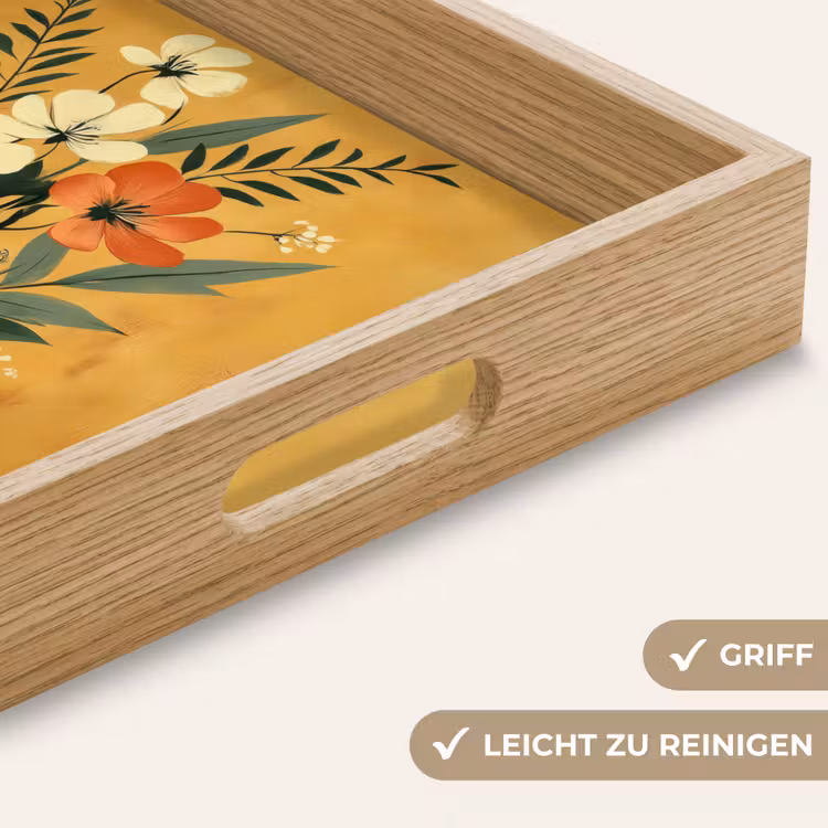 Bladeren - Boeket - Bloemen - Geel Dienblad Rechthoek middel -USP_HandgreepDE