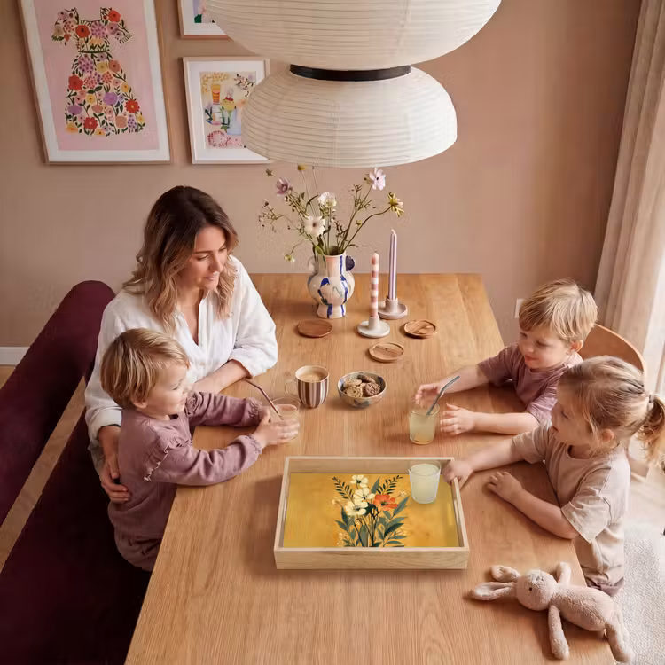 Bladeren - Boeket - Bloemen - Geel Dienblad Rechthoek middel -sfeer4