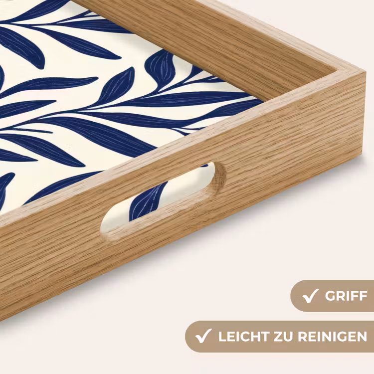 Bladeren - Klimop - Donkerblauw Dienblad Rechthoek middel -USP_HandgreepDE