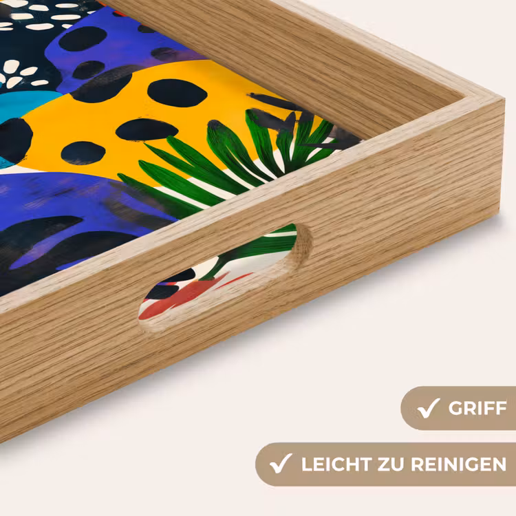 Bladeren - Vormen - Abstract - Kleurrijk Dienblad Rechthoek middel -USP_HandgreepDE