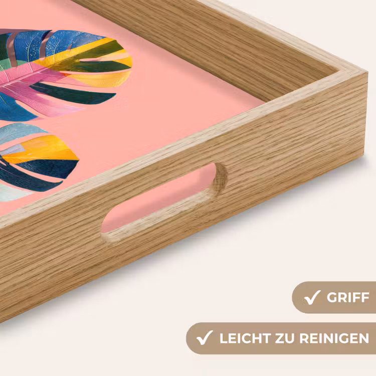 Bladeren - Geschilderd - Vlakken - Kleurrijk Dienblad Rechthoek middel -USP_HandgreepDE