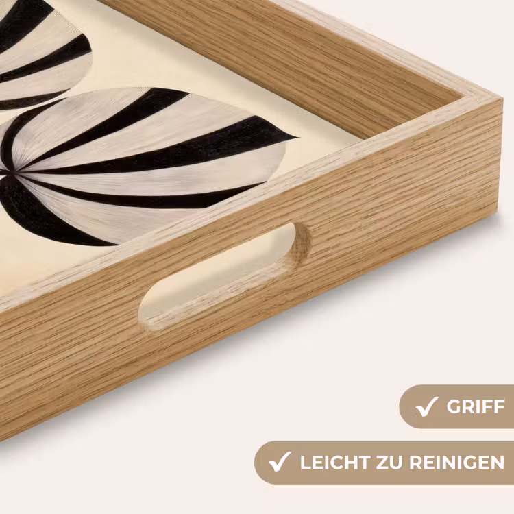 Bladeren - Gestreept - Stengel - Beige Dienblad Rechthoek middel -USP_HandgreepDE