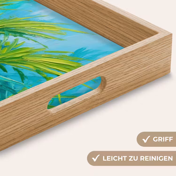 Bladeren - Groen - Schilderij - Abstract Dienblad Rechthoek middel -USP_HandgreepDE