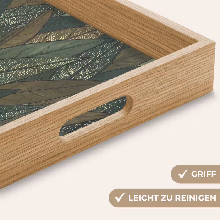 Bladeren - Patroon - Gestippeld - Natuur - Groen Dienblad Rechthoek middel -USP_HandgreepDE