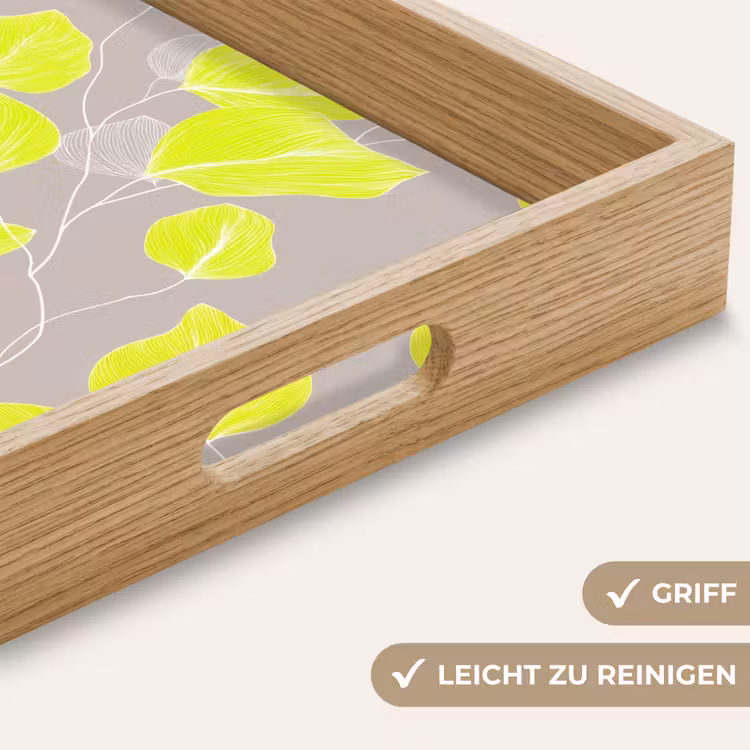 Bladeren - Neon - Geel - Lijnen Dienblad Rechthoek middel -USP_HandgreepDE