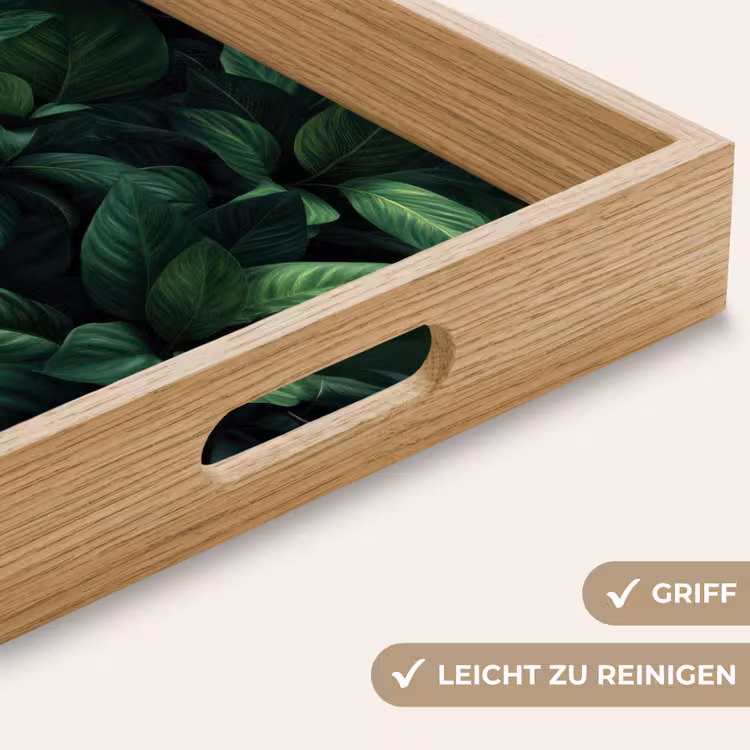 Bladeren - Ovaal - Groen - Nerven Dienblad Rechthoek middel -USP_HandgreepDE