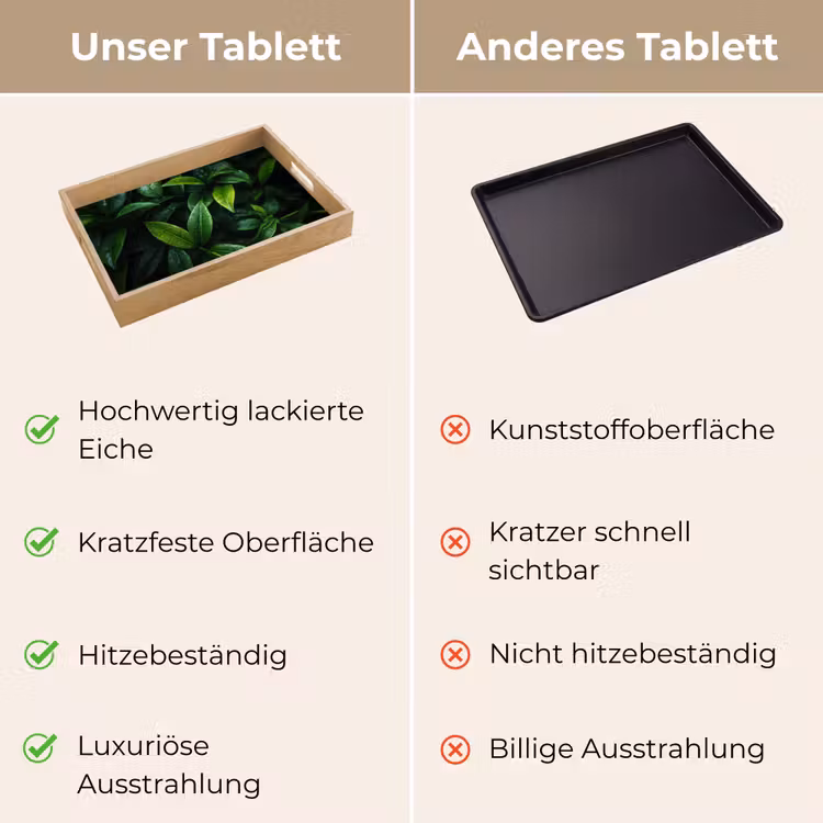 Bladeren - Regendruppels - Licht - Groen Dienblad Rechthoek middel -USP_VergelijkingDE