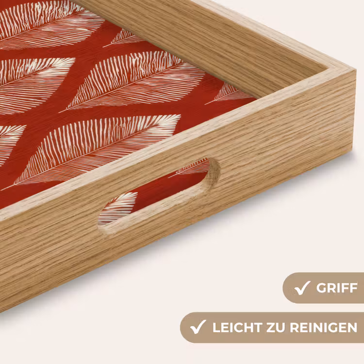 Bladeren - Rood - Elegant Dienblad Rechthoek middel -USP_HandgreepDE