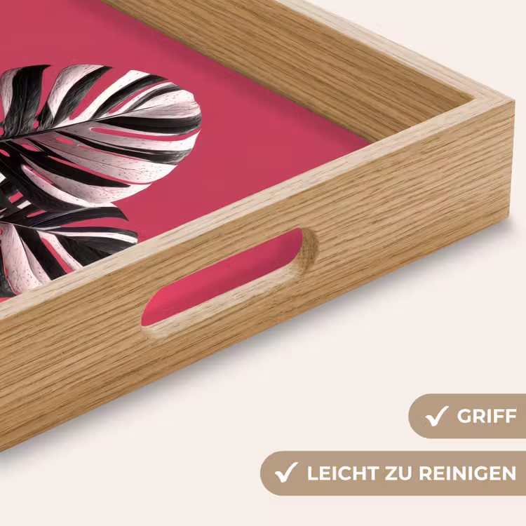 Bladeren - Rond - Roze Dienblad Rechthoek middel -USP_HandgreepDE